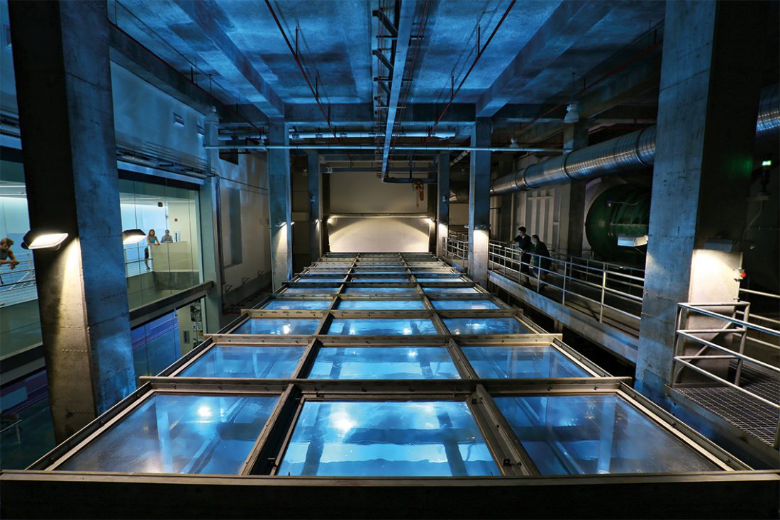 Cutting edge facilities at U.M. include a coral lab & hurricane simulator. Photography: University of Miami.