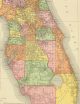 Rand-McNally's "Florida" from 1904 showing the county of Brevard (orange) extending down to Dade County & The Everglades (yello). Photography: State Archives of Florida, Florida Memory.