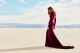 Claret Stretch Velvet Fitted Gown by Caroline Hayden, available at carolinehayden.com.