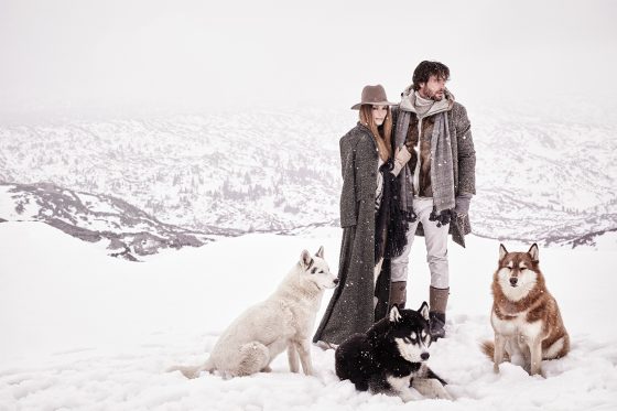 HER: Hat by Hat Attack available at Splash, Miami. Coat by Polo Ralph Lauren available at Ralph Lauren, Colonnade Outlets. Woolen cape with fringes by Parosh available at parosh.com. Gloves by Brunello Cucinelli available at Brunello Cucinelli, Bal Harbour, Miami. HIM: Coat by Brunello Cucinelli available at Brunello Cucinelli, Bal Harbour, Miami. Fur jacket by Bogner available at Peter Glenn, Fort Lauderdale. Cashmere pullover by Brunello Cucinelli available at Brunello Cucinelli, Bal Harbour, Miami. Cashmere tassel scarf by Holy Goat available at theholygoat.com. Pants by Gloves by Brunello Cucinelli available at Brunello Cucinelli, Bal Harbour, Miami. Woolen gloves by Roecki available at roecki.com. Boots by Ludwig Reiter available at ludwig-reiter.com.