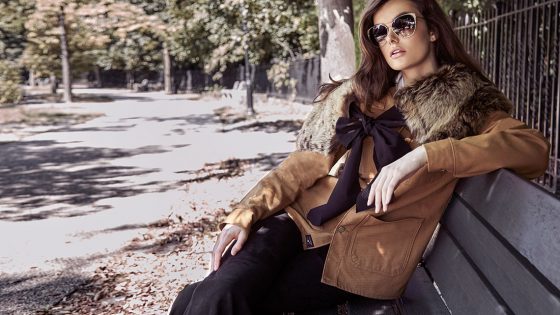 Multi-pocket jacket with fur collar by Cynthia Rowley, $310, available at modaoperandi.com. Black stretch suede pant by Cynthia Rowley, $340, available at cynthiarowley.com. Devlin sunglasses by Barton Perreira, pricing available upon request at bartonperreira.com.