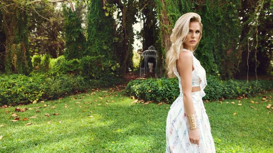 Jann Floral Print Dress by BCBGMAXAZRIA, $398, available at Bloomingdale’s. Geometric Gold Cuff by Haarstick Jewelry, $150, available at haarstickjewelry.com.