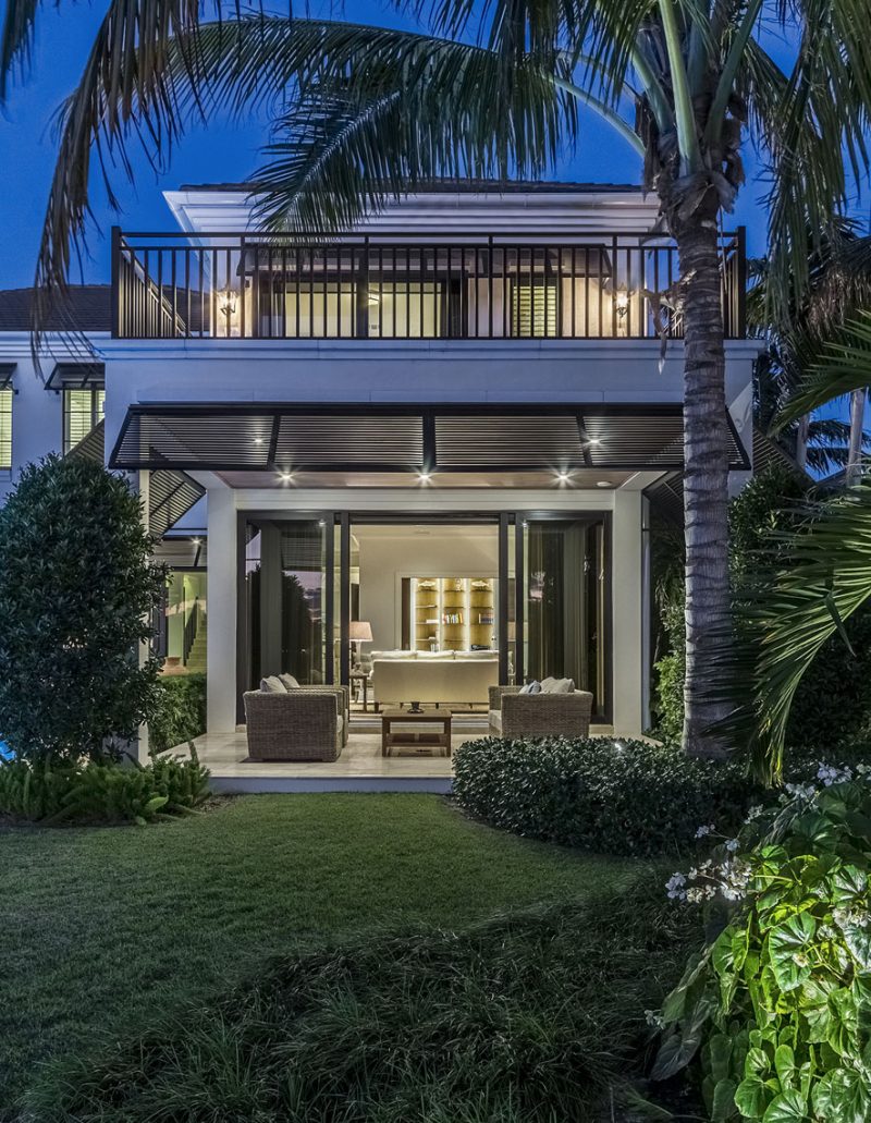 The home consists of many water-facing rooms and wide open views of the Middle River.