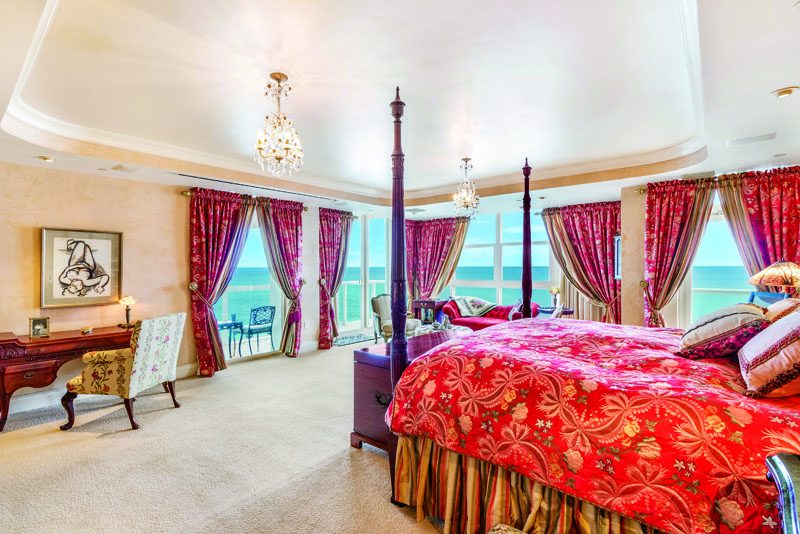 The master suite boasts a morning bar, master bath, sauna and fitness studio.